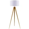 Teamson Home Romanza 62" Postmodern Tripod Floor Lamp with Drum Shade, Matte Gold/White- FINAL SALE
