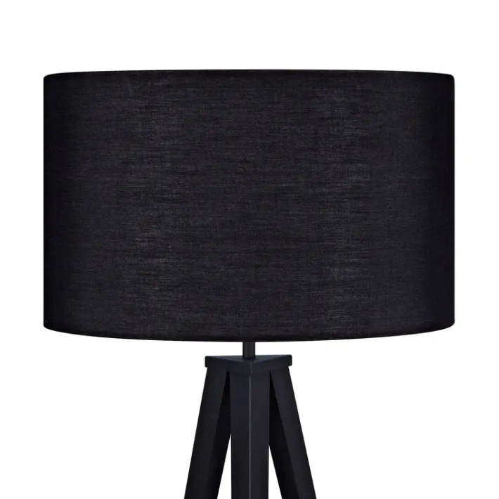 Teamson Home Romanza 60" Postmodern Tripod Floor Lamp with Drum Shade, Matte Black