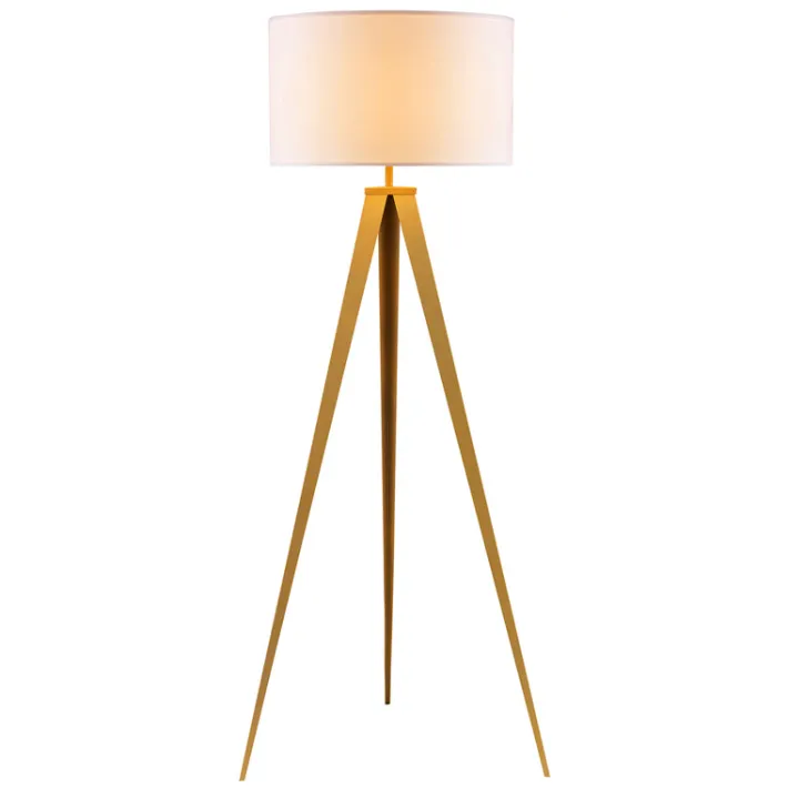 Teamson Home Romanza 62" Postmodern Tripod Floor Lamp with Drum Shade, Matte Gold/White- FINAL SALE