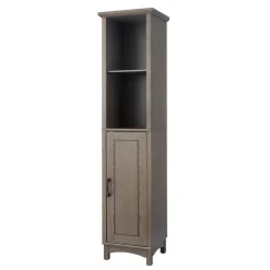 Teamson Home Russell Freestanding Multi-Functional Linen Tower, Salt Oak -FINAL SALE
