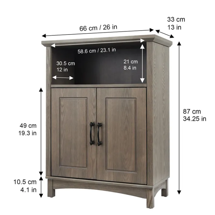 Teamson Home Russell Freestanding Two-Door Floor Cabinet, Salt Oak -FINAL SALE