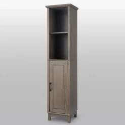 Teamson Home Russell Freestanding Multi-Functional Linen Tower, Salt Oak -FINAL SALE