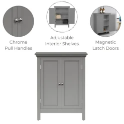 Teamson Home Stratford Freestanding Two-Door Floor Cabinet, Gray
