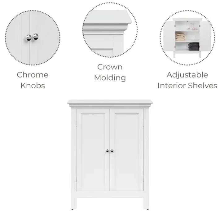 Teamson Home Stratford Freestanding Two-Door Floor Cabinet, White