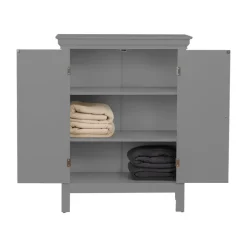 Teamson Home Stratford Freestanding Two-Door Floor Cabinet, Gray