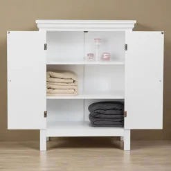 Teamson Home Stratford Freestanding Two-Door Floor Cabinet, White