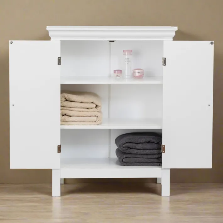 Teamson Home Stratford Freestanding Two-Door Floor Cabinet, White