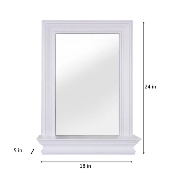 Teamson Home Stratford Removable Wall Mirror with Shelf, White