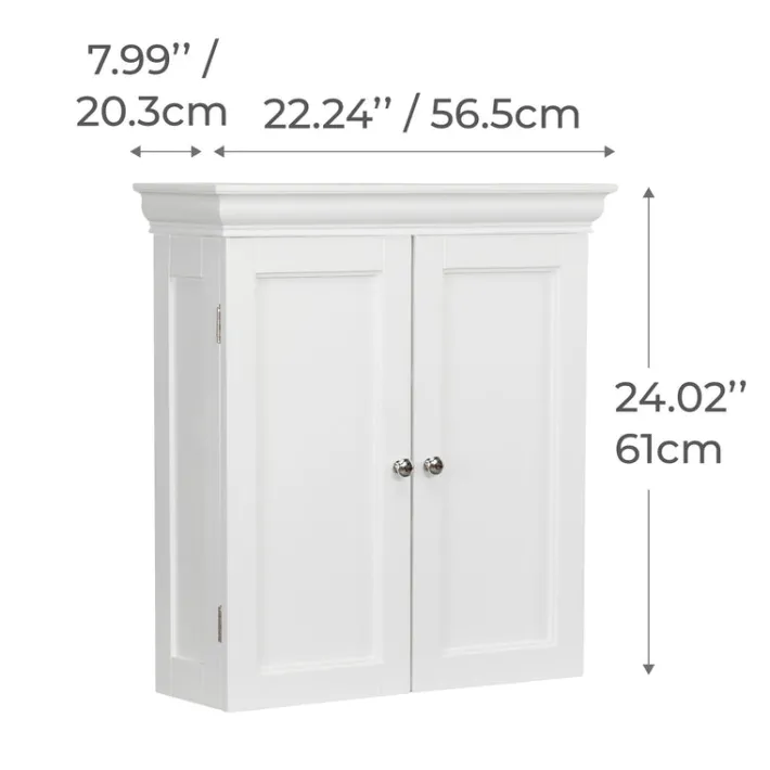 Teamson Home Stratford Removable Two-Door Wall Cabinet, White