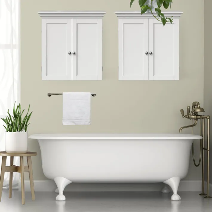 Teamson Home Stratford Removable Two-Door Wall Cabinet, White