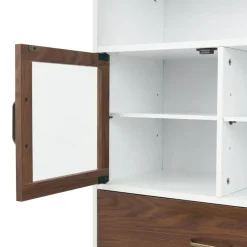 Teamson Home Tyler Modern Floor Cabinet with Drawer, Walnut/White -FINAL SALE