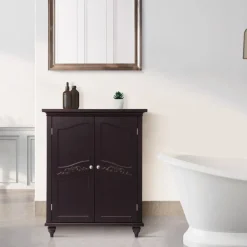 Teamson Home Versailles Floor Cabinet with 2 Shelves, Dark Espresso- FINAL SALE