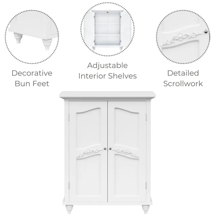 Teamson Home Versailles Floor Cabinet with 2 Shelves, White