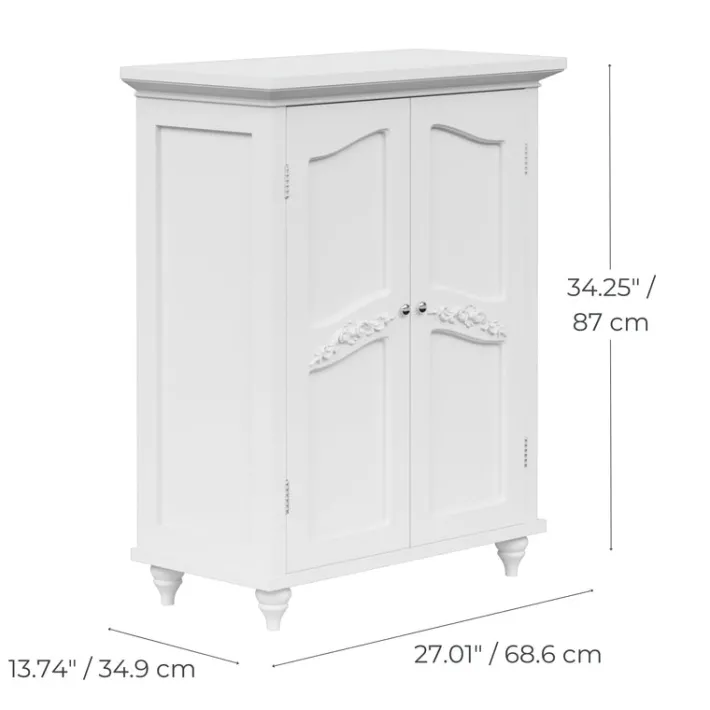 Teamson Home Versailles Floor Cabinet with 2 Shelves, White