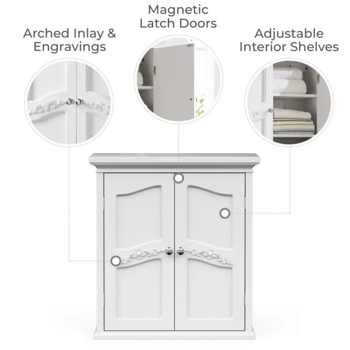 Teamson Home Versailles Wall Cabinet with 2 Shelves, White