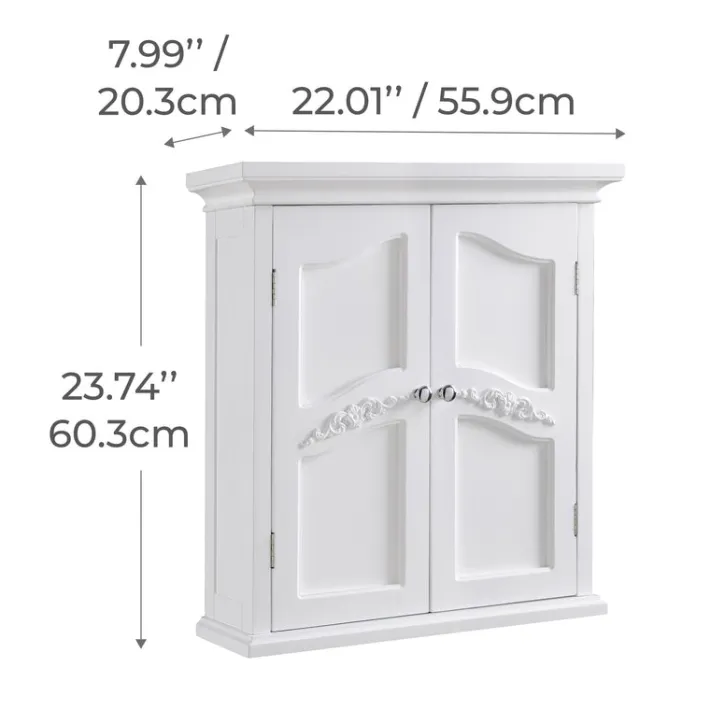 Teamson Home Versailles Wall Cabinet with 2 Shelves, White