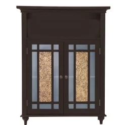 Teamson Home Windsor Floor Cabinet with Glass Mosaic Doors, Dark Espresso