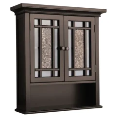 Teamson Home Windsor Removable Wall Cabinet with Glass Mosaic Doors, Dark Espresso