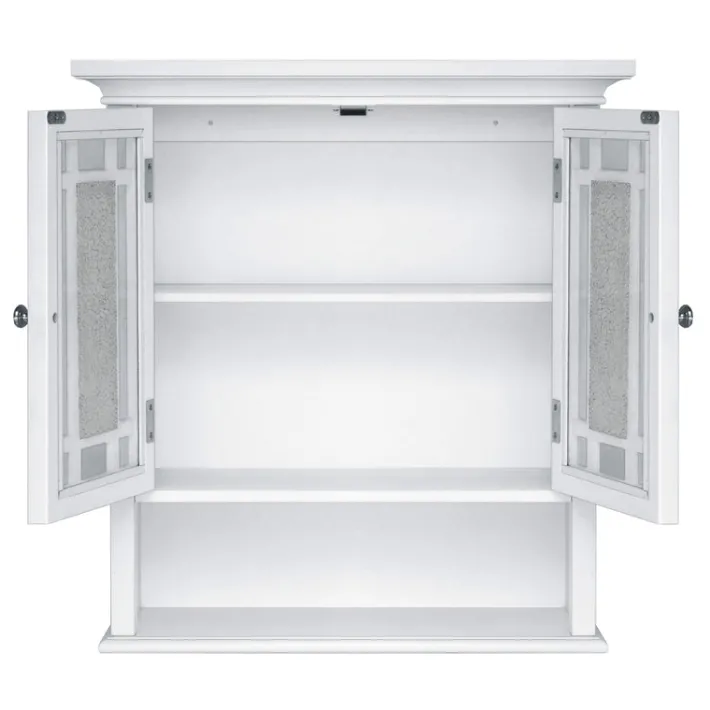 Teamson Home Windsor Removable Wall Cabinet with Glass Mosaic Doors, White
