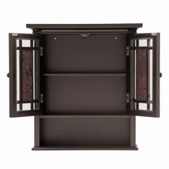 Teamson Home Windsor Removable Wall Cabinet with Glass Mosaic Doors, Dark Espresso