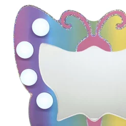 Kids Teamson Kids Colorful Butterfly-Shaped Tabletop Vanity with LED-Illuminated Mirror and Accessory Set