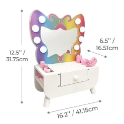 Kids Teamson Kids Colorful Butterfly-Shaped Tabletop Vanity with LED-Illuminated Mirror and Accessory Set