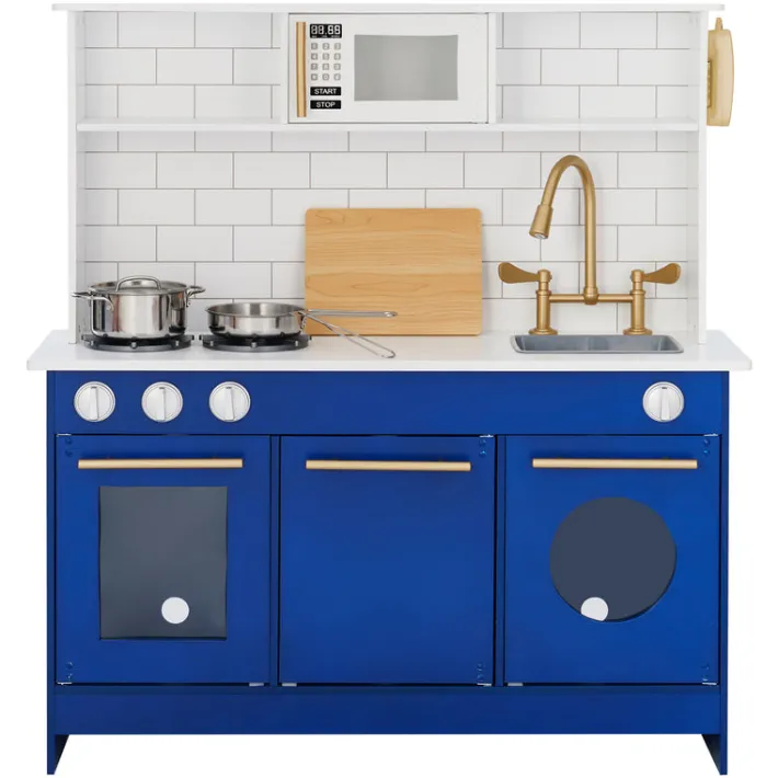 Kids Teamson Kids Little Chef Berlin Play Kitchen with Cookware Accessories, White/Blue