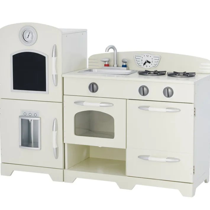 Kids Teamson Kids Little Chef Fairfield Retro Kids Kitchen Playset with Refrigerator, Ivory