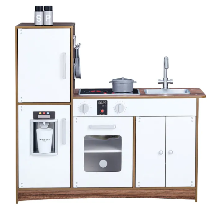 Kids Teamson Kids Little Chef Palm Springs Classic Kids Play Kitchen with Accessories, Natural/White