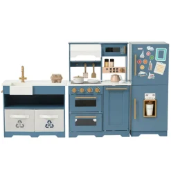 Kids Teamson Kids Little Chef Atlanta Modular Play Kitchen with Accessories, Blue/Gold