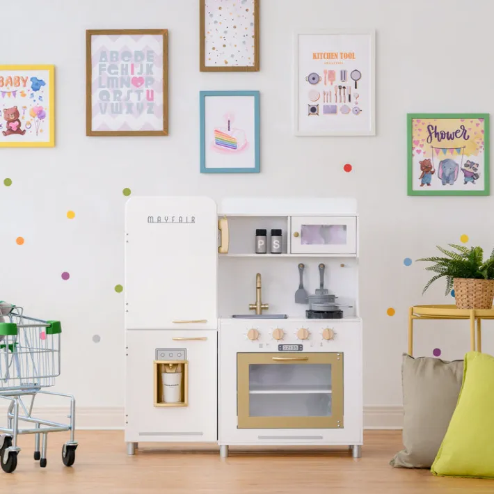 Kids Teamson Kids Little Chef Mayfair Classic Kids Kitchen Playset with 11 Accessories, White/Gold