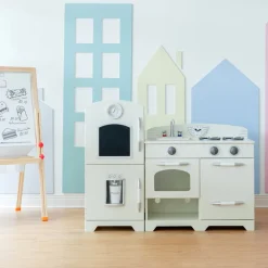 Kids Teamson Kids Little Chef Fairfield Retro Kids Kitchen Playset with Refrigerator, Ivory