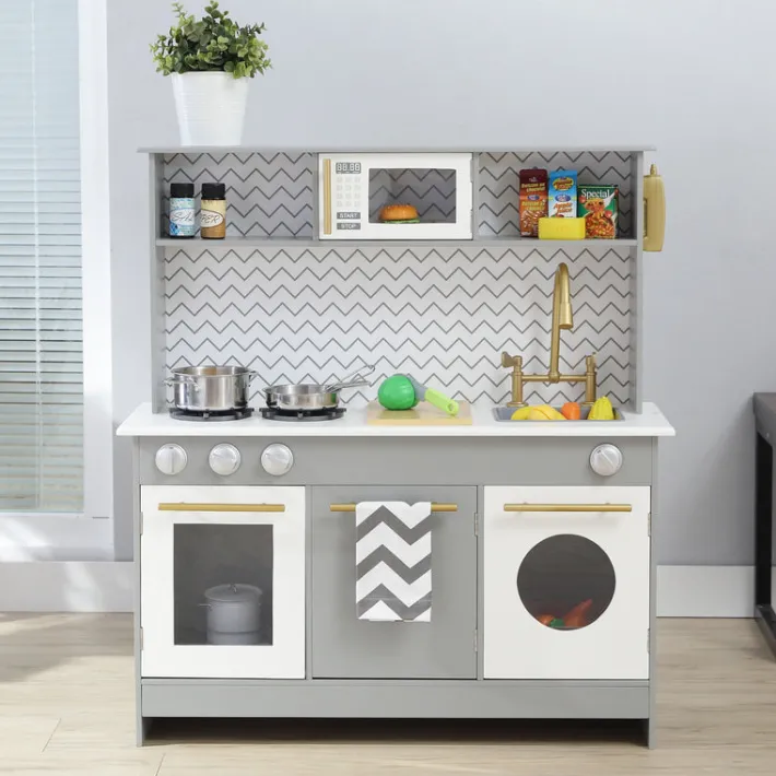 Kids Teamson Kids Little Chef Berlin Modern Play Kitchen with Accessories, Gray/White- FINAL SALE