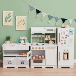 Kids Teamson Kids Little Chef Atlanta Modular Play Kitchen with Accessories, White/Gold