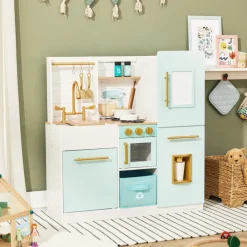 Kids Teamson Kids Little Chef Biscay Delight Classic Play Kitchen with Accessories, Icemaker, Magnetic Dry-Erase Board, Mint