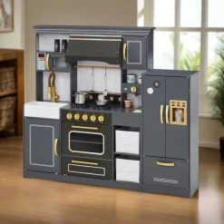 Kids Teamson Kids Little Chef Colonie Play Kitchen Set with Accessories, Gray