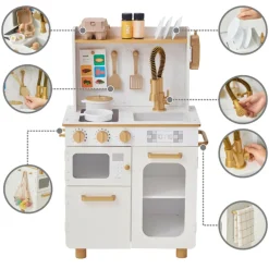 Kids Teamson Kids Little Chef Memphis Play Kitchen + Accessories, White/Gold