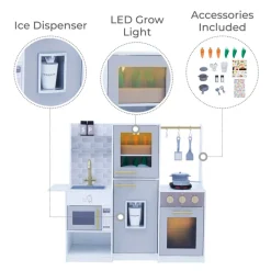 Kids Teamson Kids Little Chef Lyon Complete Kitchen Set with Hydroponic Garden, Refrigerator and Accessories, Gray -FINAL SALE
