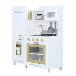 Kids Teamson Kids Little Chef Mayfair Classic Kids Kitchen Playset with 11 Accessories, White/Gold