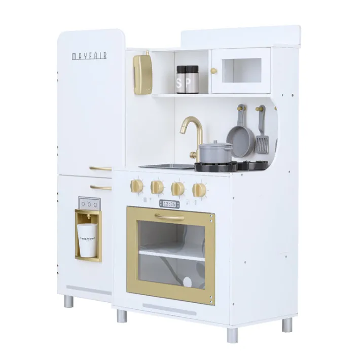 Kids Teamson Kids Little Chef Mayfair Classic Kids Kitchen Playset with 11 Accessories, White/Gold