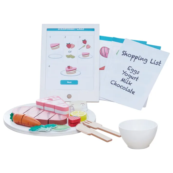 Kids Teamson Kids Little Chef Frankfurt 27 Piece Wooden Play Cooking Set with Recipe Tablet and Ingredients -FINAL SALE