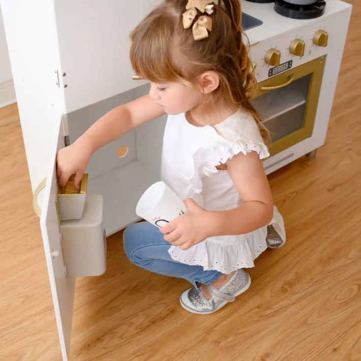 Kids Teamson Kids Little Chef Mayfair Classic Kids Kitchen Playset with 11 Accessories, White/Gold