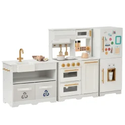 Kids Teamson Kids Little Chef Atlanta Modular Play Kitchen with Accessories, White/Gold