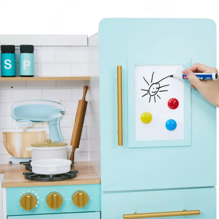 Kids Teamson Kids Little Chef Biscay Delight Classic Play Kitchen with Accessories, Icemaker, Magnetic Dry-Erase Board, Mint