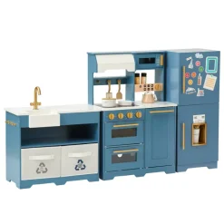 Kids Teamson Kids Little Chef Atlanta Modular Play Kitchen with Accessories, Blue/Gold