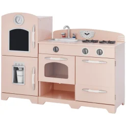 Kids Teamson Kids Little Chef Fairfield Retro Kids Kitchen Playset with Refrigerator, Pink