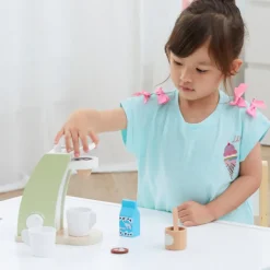 Kids Teamson Kids Little Chef Frankfurt 8 Piece Wooden Play Kitchen Coffee Machine Set, Green- FINAL SALE
