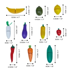 Kids Teamson Kids Little Chef Frankfurt 21-Piece Produce Shopping Bag Set with Pretend Fruit and Vegetables, Multi