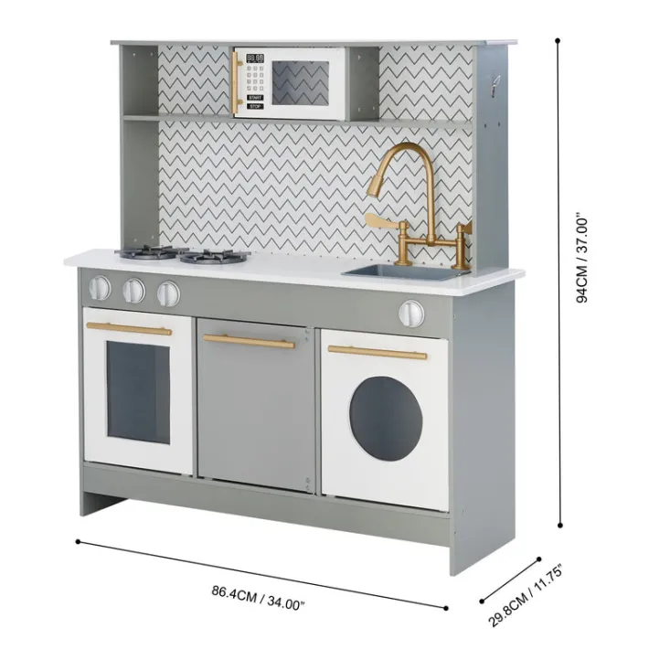 Kids Teamson Kids Little Chef Berlin Modern Play Kitchen with Accessories, Gray/White- FINAL SALE