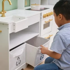 Kids Teamson Kids Little Chef Atlanta Modular Play Kitchen with Accessories, White/Gold